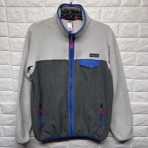 PATAGONIA Gray Full Zip Synchilla Fleece Snap T Sweater Jacket Women M Preowned